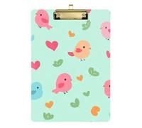 Tablero de clip militar A4 de dibujos animados de dibujos animados de pájaro verde para mujer, lindo portapapeles transparente para policía, oficina, enfermera, entrenadores de fútbol, tamaño 9 x 12