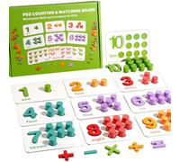 Tablero de conteo de tacos de madera - Juguete de aprendizaje de matemáticas de madera, manipuladores matemáticos, para niños pequeños, jardín de infantes, guardería, escuela en casa, l