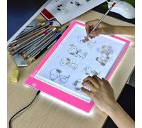 Tablero de copia LED A4, caja de luz superfina, almohadilla de dibujo, mesa de trazado, cable USB con brillo ajustable para artistas, animación, dibujo, animación, visualización de rayos X（Rosa）