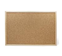 Tablero de Corcho con Marco de Madera para utilizar como Tablón de Anuncios, Colgar Post-its, Horarios, Fotos, Calendarios o Mapas. Incluye 6 Chinchetas y 2 Ganchos - Ofituria (600x450mm)
