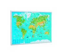 Tablero de corcho faibo ligero marco pino 60x90 cm mapamundi infantil