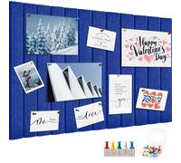 Tablero de Corcho Fieltro Autoadhesivo 60x40 cm - 0,9 cm de Grosor Plegable con 34 Chinchetas, Tablón de Anuncios para Fotos, Notas y Decoración de Hogar y Oficina (Azul)
