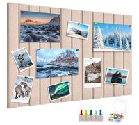 Tablero de Corcho Fieltro Autoadhesivo 60x40 cm - 0,9 cm de Grosor Plegable con 34 Chinchetas, Tablón de Anuncios para Fotos, Notas y Decoración de Hogar y Oficina (Kaki)