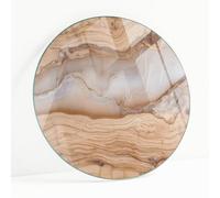 Tablero De Cristal Redondo para Mesa Ø 60 cm | Placa De Seguridad | Topes Antideslizantes | Instalación Rápida | Bordes Pulidos | para Salón y Comedor | Diseño Moderno - Madera Natural con Resina
