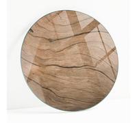 Tablero De Cristal Redondo para Mesa Ø 60 cm | Placa De Seguridad | Topes Antideslizantes | Instalación Rápida | Bordes Pulidos | para Salón y Comedor | Diseño Moderno - Madera Natural