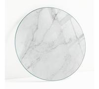 Tablero De Cristal Templado Redondo para Mesa Ø 60 cm | Placa De Seguridad | Topes Antideslizantes | Instalación Rápida | Bordes Pulidos | para Salón y Comedor | Diseño Moderno - Superficie de Mármol