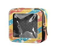 Tablero de cuadros retro para pintura al óleo de flores lindas y transparentes, bolsa de maquillaje para niñas, organizador de cosméticos portátil para el cuidado de la piel, Estrella de oro, 1 talla