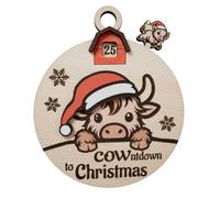 Tablero de cuenta regresiva de Navidad | Highland Cow Days Till Christmas Countdown, adorno de pared deslizante de madera, letrero de cuenta regresiva para árbol de Navidad