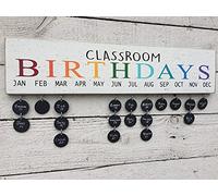 Tablero de cumpleaños para aula, decoración de sala de clases, decoración de habitación escolar, regalo para profesores, calendario de cumpleaños, letreros de metal con citas, 4 x 16 pulgadas, metal
