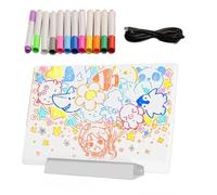 Tablero de dibujo iluminado - Luz de lectura RGB, juguete de pintura portátil con lápiz de 12 colores, 7,87 x 7,87 x 1,18 pulgadas luces de libro de páginas recargables | Luz de lectura de tableta RGB