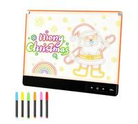 Tablero de dibujo iluminado recargable para niños, incluye 7 marcadores de color, panel de arte brillante, construcción acrílica fuerte, ideal para luz nocturna y juego creativo, tablero de notas