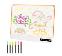 Tablero de dibujo iluminado recargable para niños, incluye 7 marcadores de color, panel de arte brillante, construcción acrílica fuerte, ideal para luz nocturna y juego creativo, tablero de notas