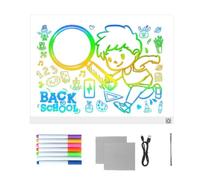 Tablero de dibujo iluminado: tableta de escritura LED con iluminación multicolor, panel de control táctil | Tablero de mensajes de borrado en seco reutilizable para niños, arte, artesanía, lámpara de