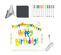 Tablero de dibujo LED - Bloque de escritura de acrílico transparente, tablero de mensajes de neón borrado en con marcadores de 12 colores y soporte plegable, de aprendizaje creativo para