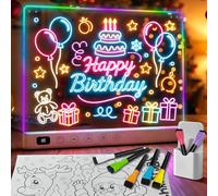 Tablero de dibujo LED con 13 efectos de luz, 2600mAh recargable pizarra magica infantil, tabla de notas LED Glow Doodle con colores, 35 x 25 cm tabla de dibujo de luz de neón, juguetes niños 3-16 años