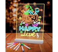 Tablero de Dibujo LED Luminoso Para Niños, Recargable Neón de Acrílico con 7 Marcadores Colores, Ideal para la Decoración Habitaciones Infantiles, Regalos Cumpleaños y Navidad, y Juguetes.(35x22cm)
