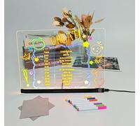 Tablero de dibujo LED para niños, 20 x 20 cm, brillante, transparente y borrable de acrílico, con 7 rotuladores de colores, ideal para niños, adolescentes, Halloween, Acción de Gracias y Navidad