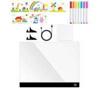 Tablero de dibujo LED para niños, recargable, 4 modos, acrílico, tablón de noticias, pizarra borrable, incluye rotuladores, para sala de juegos, hogar, lugar de trabajo
