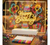 Tablero de dibujo LED recargable para niños, tablero de notas LED con 9 modos de luz de colores y bolígrafo de 12 colores, bloc de dibujo con luz de neón brillante, regalo para niños para cumpleaños