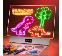 Tablero de dibujo LED recargable, tablero luminoso de 16.6 pulgadas, 8 colores y 3 modos, tablero de notas LED con soporte integrado, incluye 7 marcadores y 1 cadena para colgar, gran regalo para