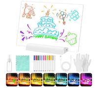 Tablero de dibujo LED UPGRADE recargable LED para niños, fácil de limpiar y soporte actualizado, pizarra de pintura con 12 lápices de neón, regalo creativo para niñas y niños