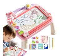 Tablero de dibujo magnético para niños - Dibujo de dibujos animados Doodle Bloc de dibujo con 2 bolígrafos, juguete de aprendizaje temprano tamaño de viaje con 4 sellos, multifuncional -Ze