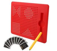 Tablero de dibujo magnético rojo - Juego magnético con bolas y bola de acero, tablero de dibujo educativo, pizarra mágica para educación familiar y escolar, (con tarjeta)