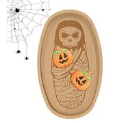 Tablero de embutidos de madera, tablero de embutidos de Halloween | Bandeja decorativa para aperitivos cráneo telaraña fantasma momia,Bandeja de servicio de preparación de comidas, decoración de