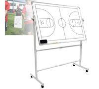 Tablero de entrenamiento de baloncesto de doble cara, pizarra blanca de borrado en seco con soporte de rueda deslizante, altura ajustable para entrenadores