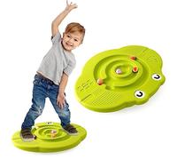 Tablero de equilibrio Wobble para niños, tablero de laberinto de balancín de plástico con carga de piedras escalonadas de 220lb, juego activo y ejercicio para niños pequeños (Verde)