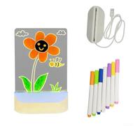 Tablero de escritura acrílico LED alimentado por USB en forma de corazón para niños, bloc de dibujo de luz nocturna cálida con 7 marcadores, juego de arte creativo y adorno de Navidad para dormitorio