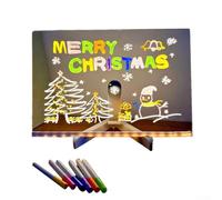 Tablero de escritura acrílico portátil para escritorio con retroiluminación luminosa, borrable, incluye soporte y múltiples bolígrafos de colores para escribir y dibujar (3)