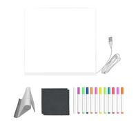 Tablero de escritura LED - pizarra de escritura acrílica transparente | Con bolígrafos de 12 colores y tablero borrable LED estándar ajustable | Para Adultos Y Jóvenes, Cumpleaños, Dibujo, Pintura Y