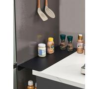 Tablero de extensión de espacio de metal para refrigerador, cubierta de huecos entre encimera y paredes, división lateral del refrigerador, sin taladro (negro, 40 x 10 cm)