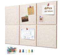 Tablero de Fieltro Autoadhesivo 30 x 30 cm - Pack de 6 Paneles Decorativos Tipo Corcho, Grosor 0,9 cm - Ideal para Vision Board, Oficina, Escuela y Hogar