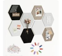 Tablero de Fieltro Hexagonal Autoadhesivo, 8 Piezas 30x26 cm Grosor 0,9 cm, Tablón Decorativo de Pared con 30 Chinchetas, Alternativa Creativa al Corcho para Hogar y Oficina