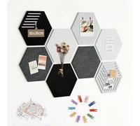 Tablero de Fieltro Hexagonal Autoadhesivo, 8 Piezas 30x26 cm Grosor 0,9 cm, Tablón Decorativo de Pared con 30 Chinchetas, Alternativa Creativa al Corcho para Hogar y Oficina