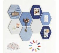 Tablero de Fieltro Hexagonal Autoadhesivo, 8 Piezas 30x26 cm Grosor 0,9 cm, Tablón Decorativo de Pared con 30 Chinchetas, Alternativa Creativa al Corcho para Hogar y Oficina