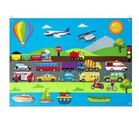 Tablero de fieltro para niños pequeños, juego de cuentos de lana con temática de ciudad, con coches, aviones, barcos y más, tablero interactivo portátil de fieltro para juguetes educativos infant