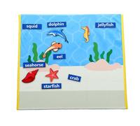 Tablero de Fieltro Plegable para Niños Pequeños, Herramienta de Aprendizaje Portátil para Contar Historias de Animales Marinos, Tablero Educativo de Juego Creativo, 43,82x39,37x21,59cm