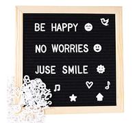 Tablero de Fieltro Retro Letra de Fieltro y Roble con 460 Letras Números y Símbolos para La Decoración de Restaurantes Bodas Banquetes 25x25 cm, Negro
