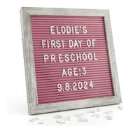 Tablero de fieltro rosa con 336 letras, números y símbolos, letrero de tablero de letras, 25x25 cm, tablero rústico rosa intenso con letras intercambiables