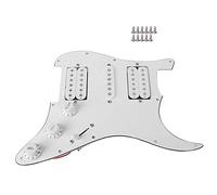 Tablero de Guitarra Eléctrica de PVC de Metal, Golpeador Humbucker, Perilla de Potenciómetro de Conmutación de 5 Vías Precableada, 11 Tornillos (WHITE)