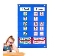 Tablero de Horarios para Niños en el Hogar,Aprendizaje Educativo con Tarjetas | Panel Visual De Conducta Con Bolsillos,Para Padres Maestros Aula Guardería Infantil Primaria