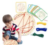 Tablero de Juego de Madera,Juguete Con Patrones Matemáticos Gráficos,Tableros De Madera Para Juegos Con 20 Cartas Y 4 Bandas | para Niños Niñas Escuela Aprendizaje Jugar Habilidad Motora Fina