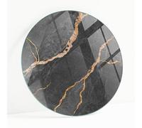 Tablero de la Mesa de Cristal Templado Redondo Ø 60 cm | Placa De Seguridad | Topes Antideslizantes | Instalación Rápida | Bordes Pulidos | para Salón y Comedor | Diseño Moderno - Mármol con Vetas