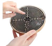 Tablero De Laberinto Para Dedos, Herramienta De Atención Plena Grande De 40 Cm | Laberinto De Meditación De Madera De Color Natural, 700 G, Decoración De Altar De Oración Portátil Para Enfocar El Cuer