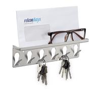 Tablero de llaves Bandeja metálica plateada para llaves Colgador de llaves metal