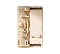 Tablero de madera beige con espejo de vestidor, kit de almacenamiento modular para dormitorio, oficina, estudio y baño (120 x 30 cm)