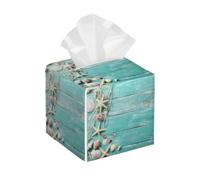 Tablero de madera, conchas marinas, estrella de mar, cubierta cuadrada impermeable de PVC, organizador de papel facial, dispensador para hogar, oficina, baño, coche, mesa, mesita de noche, tocador